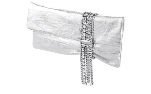 JIMMY CHOO Zandra silver-tone clutch bag