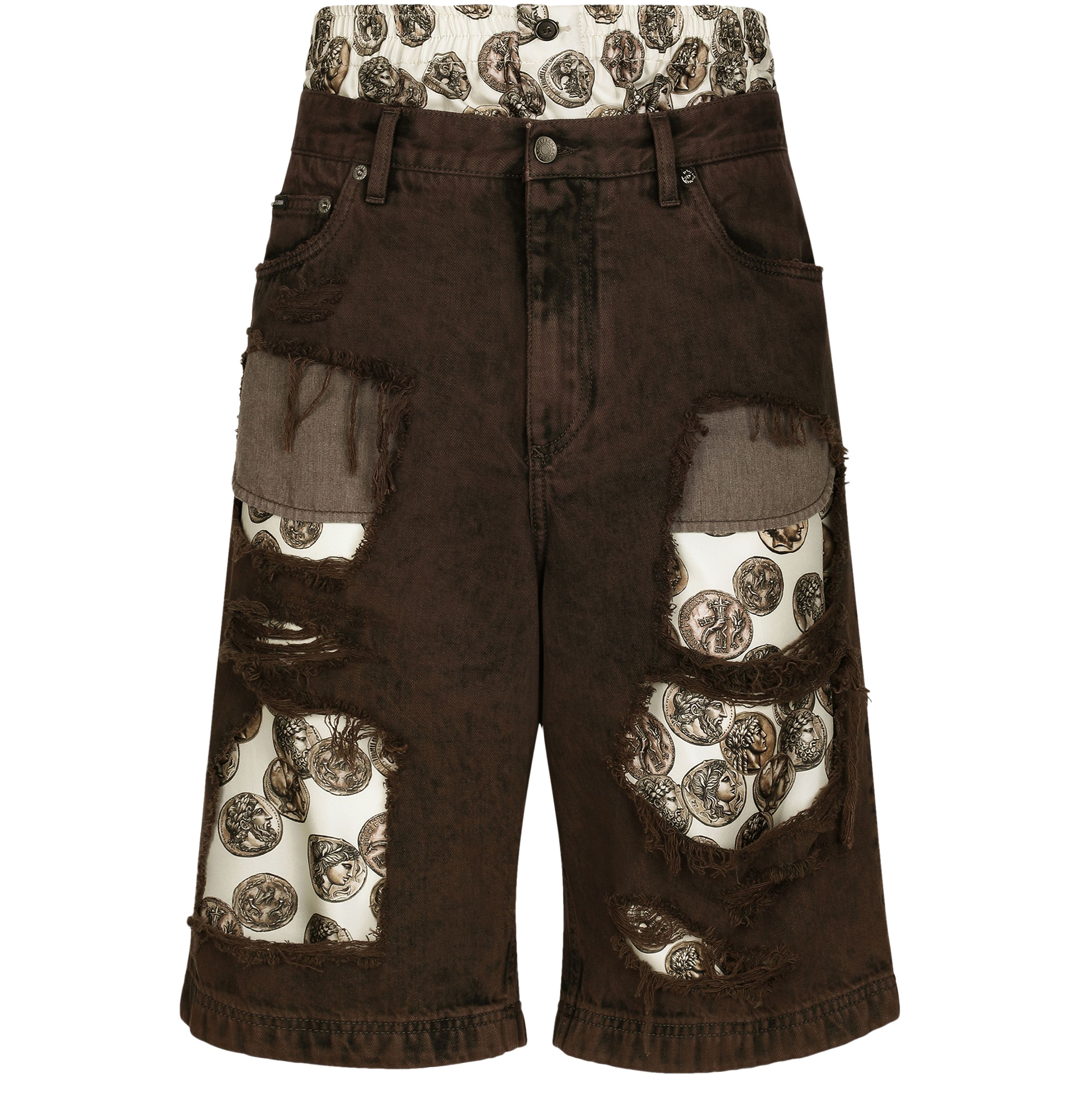 Dolce & Gabbana Men's Multicolor Denim Shorts With Rips Size 48