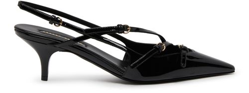 MIU MIU 페이턴트 가죽 멀티스트랩 슬링백 슈즈