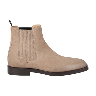 Brunello Cucinelli Suede Chelsea Boots In Beige