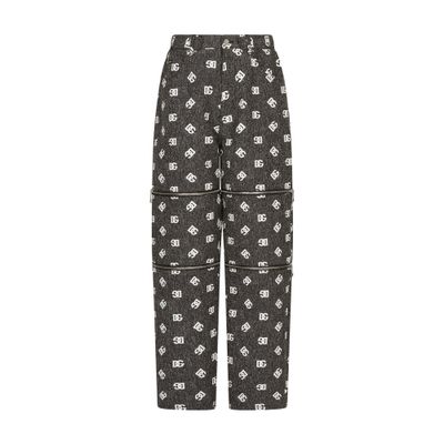 Dolce & Gabbana Zip-detail Wide-leg Logo Jeans In Multicolor