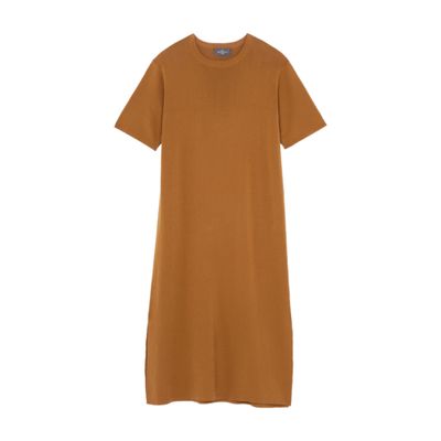 Bompard Knitted Midi T-shirt Dress In Sand