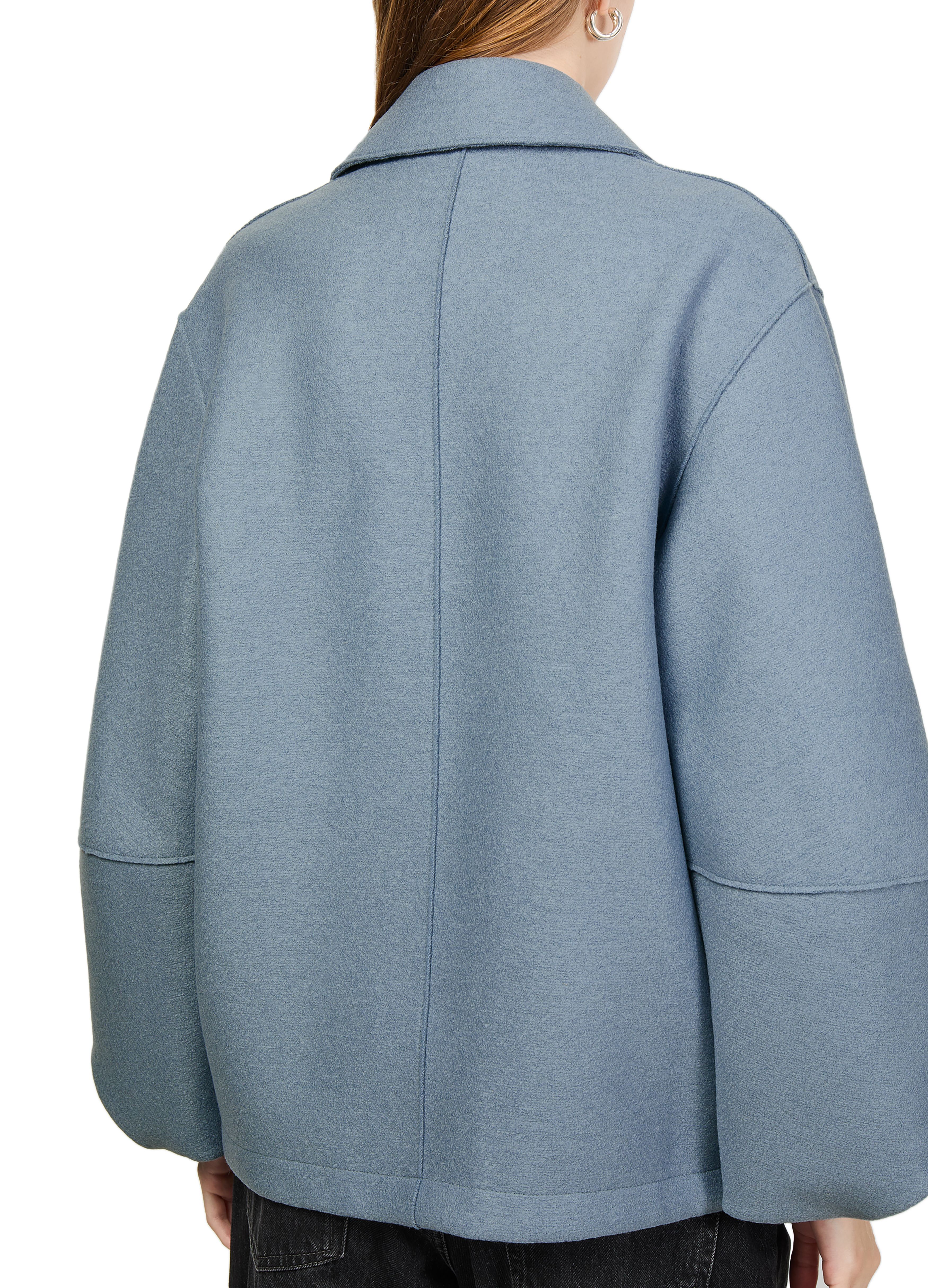 Puff-sleeved jacket in pressed wool thumbnail 5