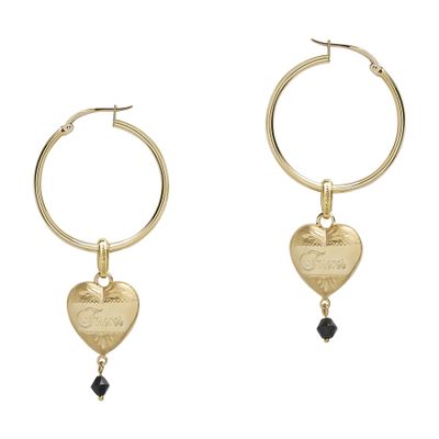 Dolce & Gabbana Hoop Earrings With Heart Pendant In Gold
