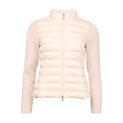 Moncler Wool Quilted Cardigan In Pink