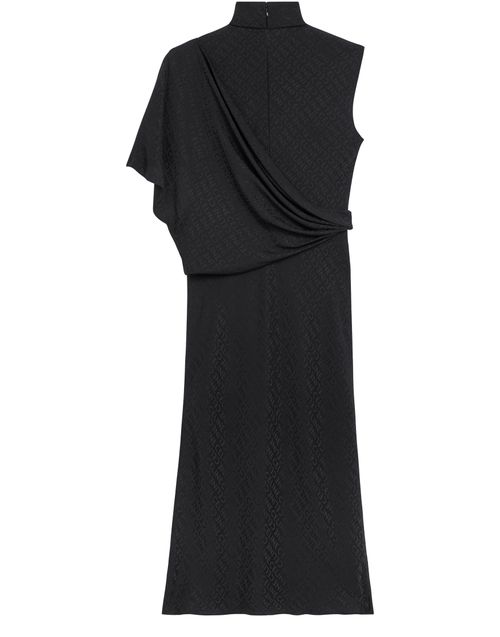 CELINE Loose draped dress in matte and shiny silk