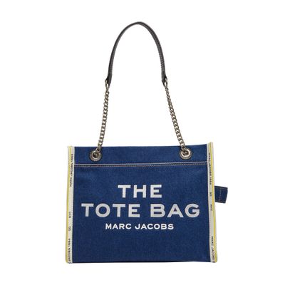 Marc Jacobs Sac Cabas The Denim Chain Micro Tote Bag In Blue