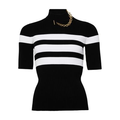 Jean Paul Gaultier The Viscose Knitted Short Sleeves Pullover In Black