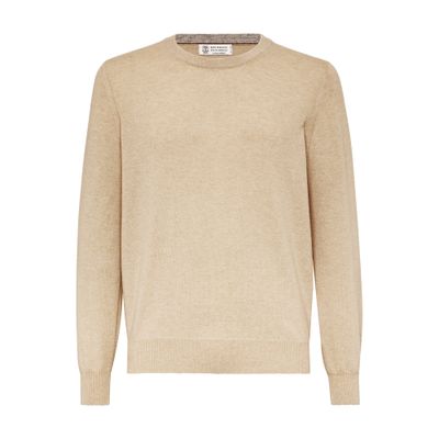 Brunello Cucinelli Cashmere Crew-neck Sweater In Beige