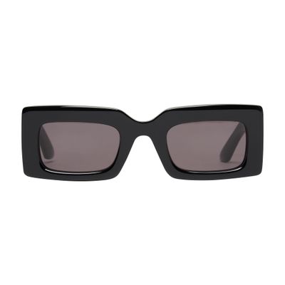 Alexander Mcqueen Logo-engraved Rectangle-frame Sunglasses In Black_black_grey