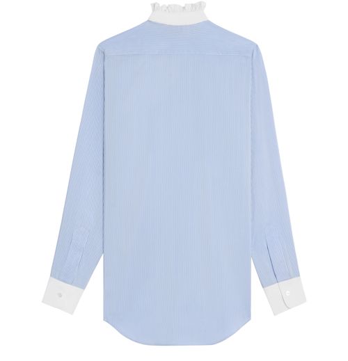 CELINE Romy frilled in striped silk shirt