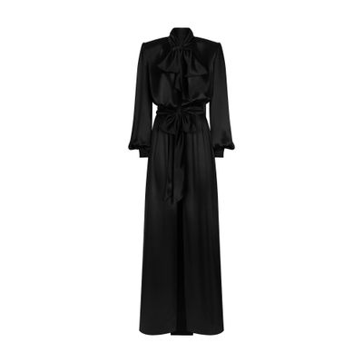 Dolce & Gabbana Silk Satin Long Dress In Black