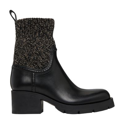 Chloé Neva Sock Ankle Boot Black Size 6.5 100% Calf-skin Leather In Black