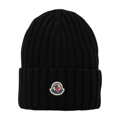 Shop Moncler Beanie With Logo In Black