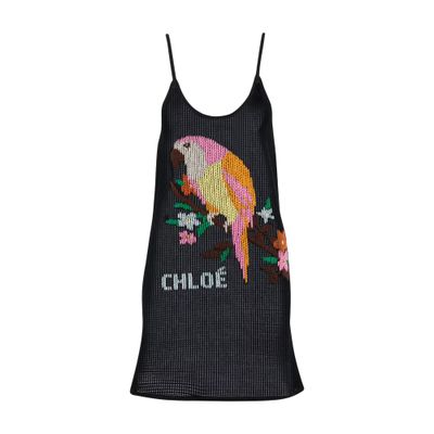 Chloé Printed Mini Dress In Black