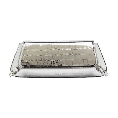 Givenchy Voyou Clutch Bag In Crocodile Effect Leather In Silver