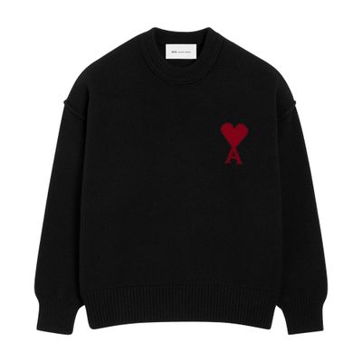 Ami Alexandre Mattiussi Ami De Coeur Round-necked Sweater In Black