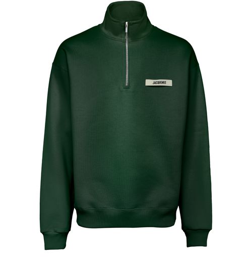 JACQUEMUS Grog grain zip-neck sweatshirt
