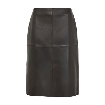 Soeur Gwen Leather Midi Skirt In Gray