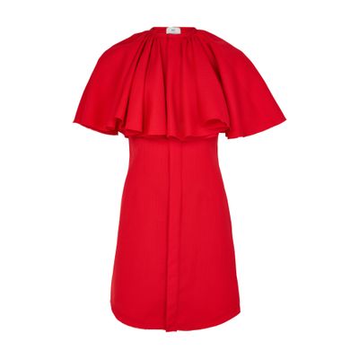 Ami Alexandre Mattiussi Red Wool Shirt Dress With Ruff Red In Red