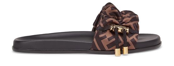 Fendi black satin slides 2025