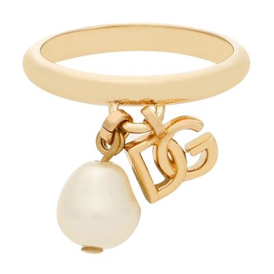 Dolce & Gabbana Dg Logo And Charms Engagement Ring In Gold