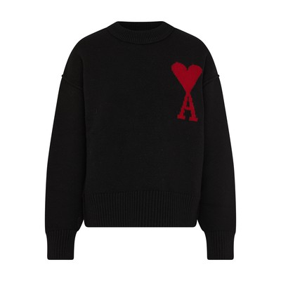 Shop Ami Alexandre Mattiussi Ami De Coeur Sweater In Black_red