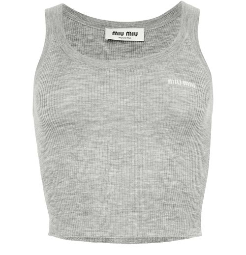 MIU MIU Cashmere and silk ribbed vest top