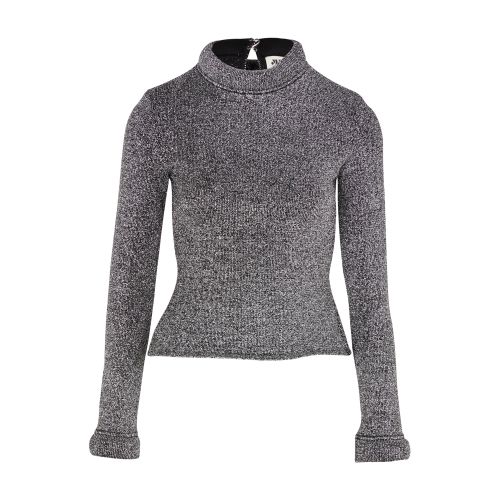 Maison Rabih Kayrouz Lurex Long Sleeve Top In Black_silver