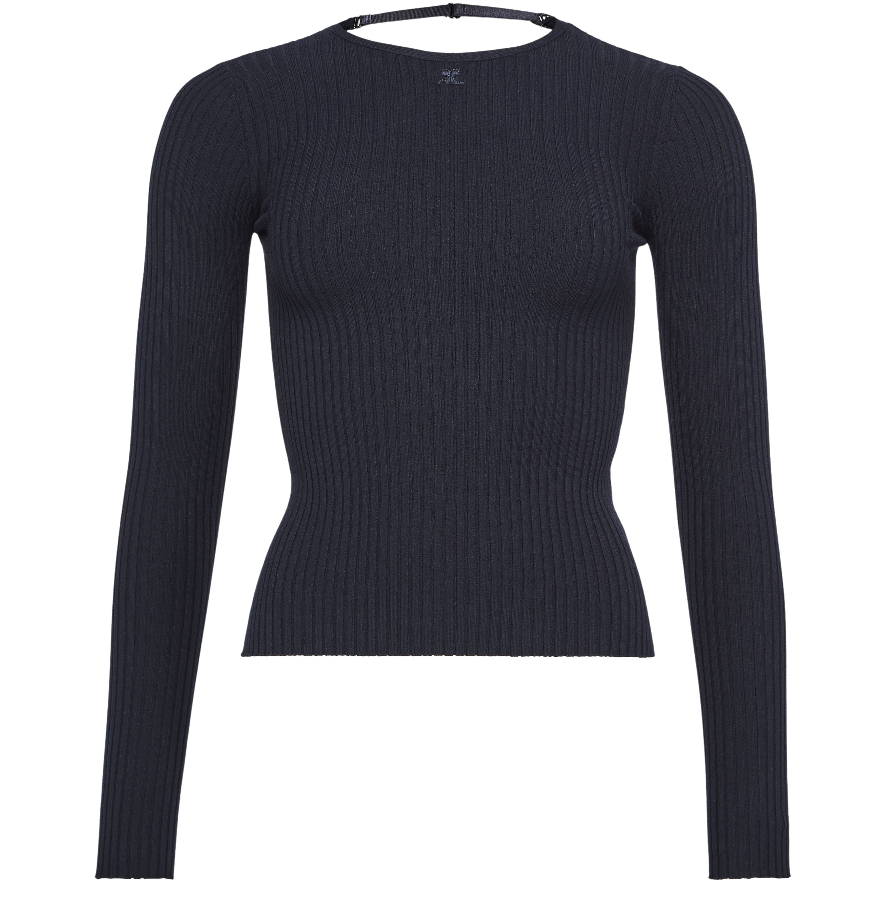Lingerie strap rib knit sweater
