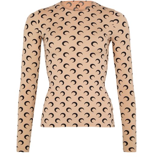MARINE SERRE Moon printed jersey Second Skin crewneck top