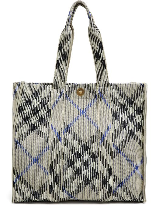 BURBERRY Check medium knitted tote bag