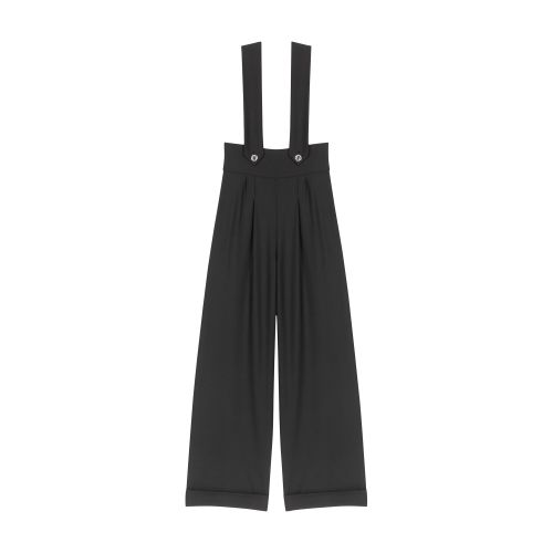 Maje Wide-leg Pinafore Trousers In Noir