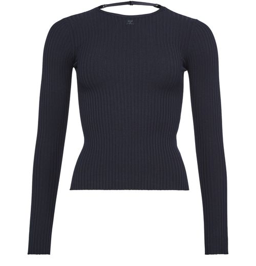 COURREGES Lingerie strap rib knit sweater