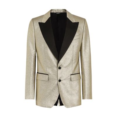Dolce & Gabbana Single-breasted Lamé Jacquard Tuxedo Jacket In Gold