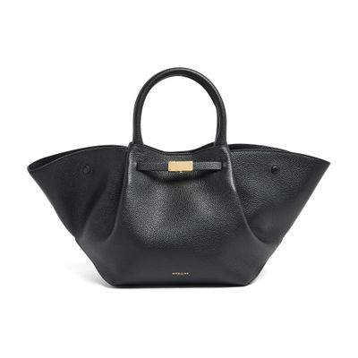 Demellier New York Midi Grained Leather Tote In Black