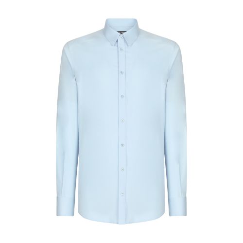 Shop Dolce & Gabbana Stretch Poplin Gold-fit Shirt In Sky_blue