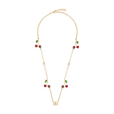 Dolce & Gabbana Dg Logo Crystal-embellished Necklace In Gold