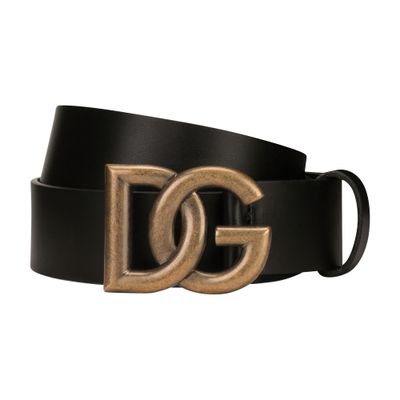 Dolce & Gabbana Men's Leather Belt With Dg Logo Black Size 90
