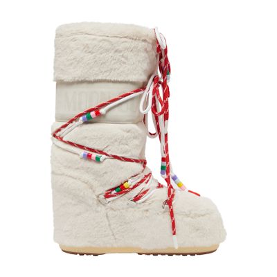Moon Boot Icon Faux-fur Beads Boots And Ankle Boots In Beige