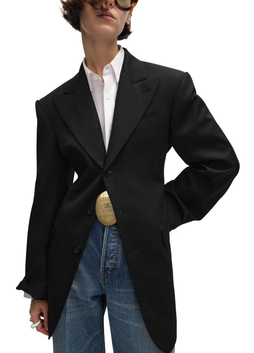 CELINE Colonne jacket in diagonal wool