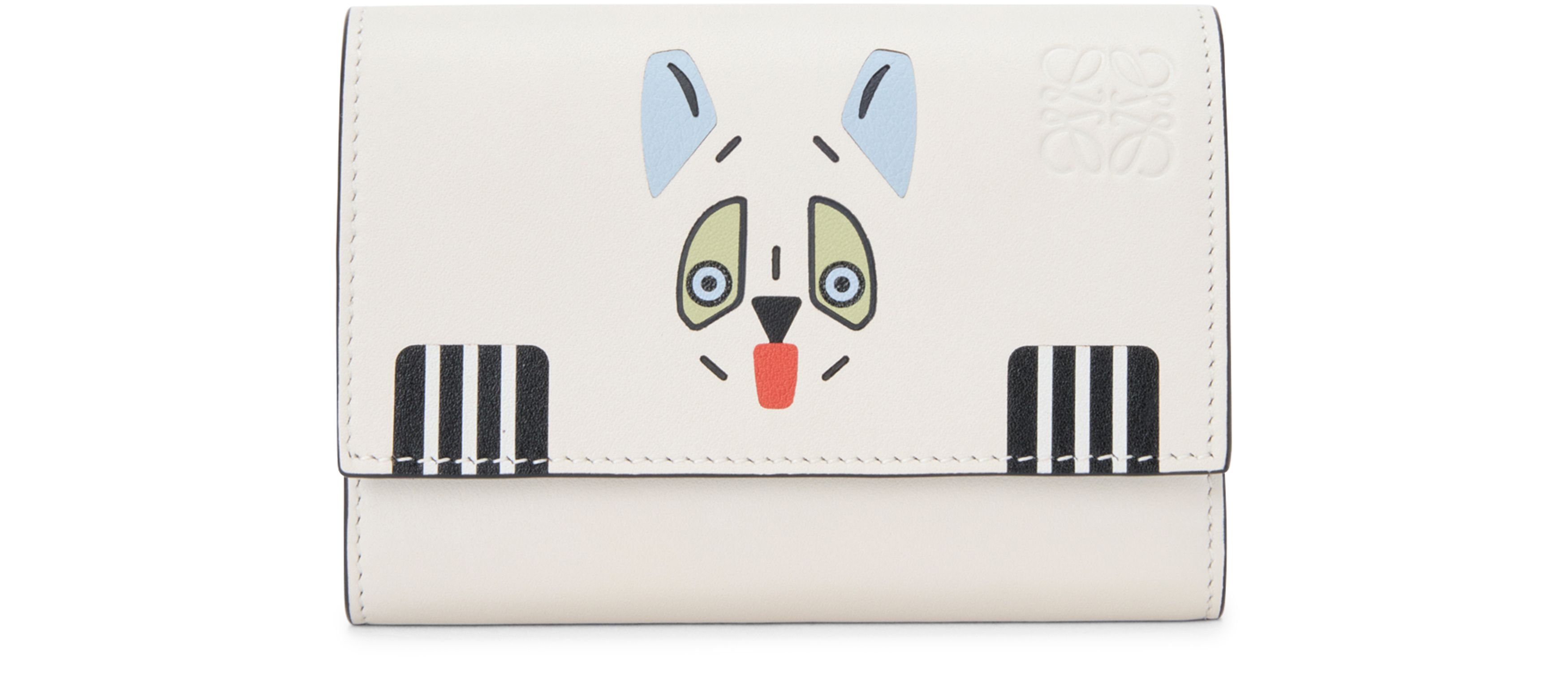 Futurist Cat small vertical wallet in classic calfskin