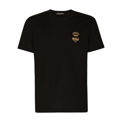 Shop Dolce & Gabbana Cotton T-shirt With Embroidery In Black