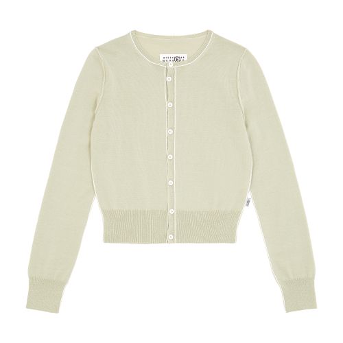 Mm6 Maison Margiela Raised-seam Fine-knit Cardigan In Forest