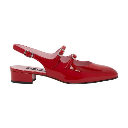 Carel Glossy Leather Slingback Sandals With Low Heel In Vernis_rouge