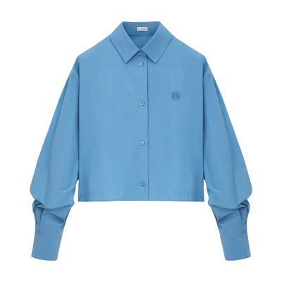Loewe Long-sleeved Cotton Shirt In Blue