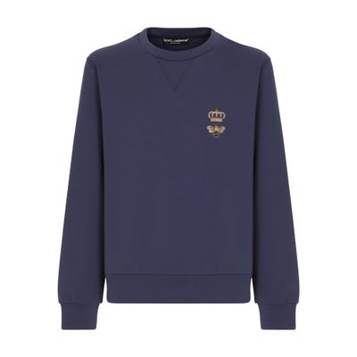 Dolce & Gabbana Cotton Jersey Sweatshirt In Blue