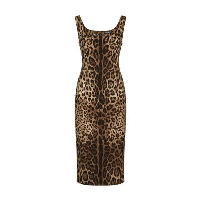 Dolce & Gabbana Short Leopard-print Charmeuse Dress In Leo_new
