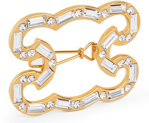 CELINE Triomphe frame haarspange aus strass und messing mit gold-finish