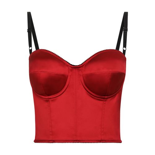 Shop Dolce & Gabbana Satin Corset Top In Very_dark_red